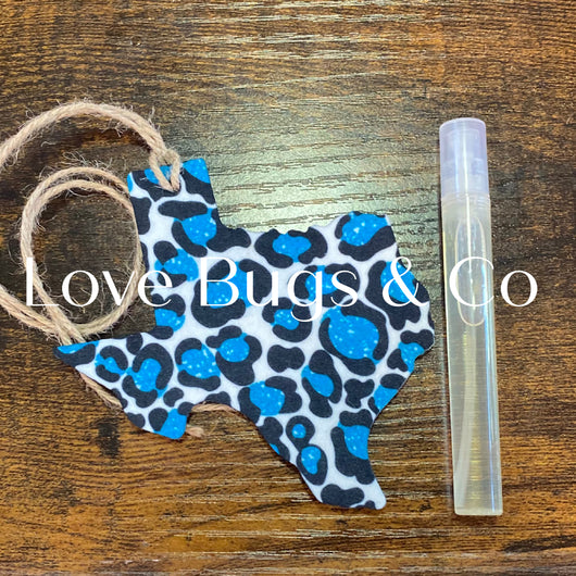 Turquoise Leopard Texas Car Freshie