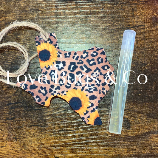 Sunflower Leopard Texas Car Freshie