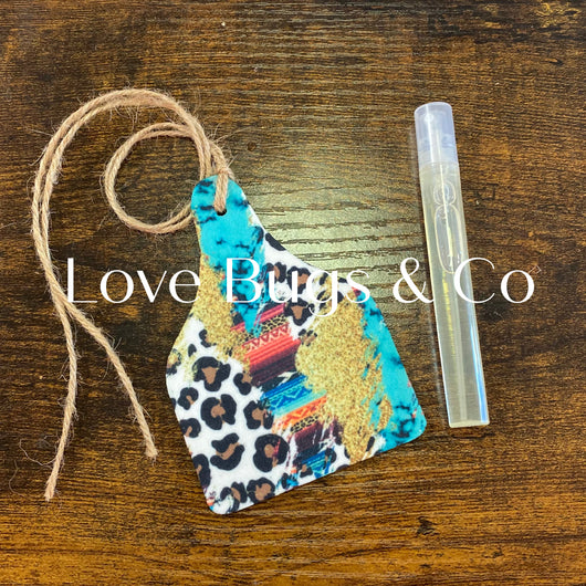 Leopard Collage Cow Tag Car Freshie