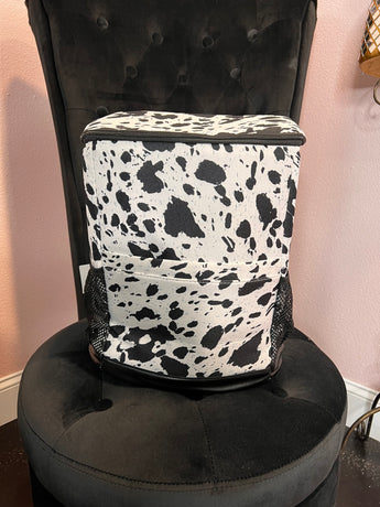 Black Cow Print Backpack Kooler