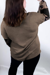 Multicolour Colorblock Patchwork V-Neck Loose Sleeve Knit Top