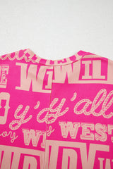 Rose Howdy Cowboy Letter Printed Western Fashion Tee