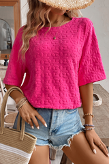 Rose Red Daisy Flower Jacquard Half Sleeve