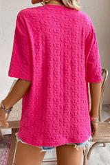 Rose Red Daisy Flower Jacquard Half Sleeve