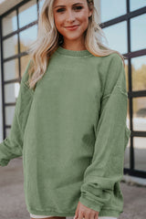 Grass Green Ribbed Corduroy Oversized Sweatshirt