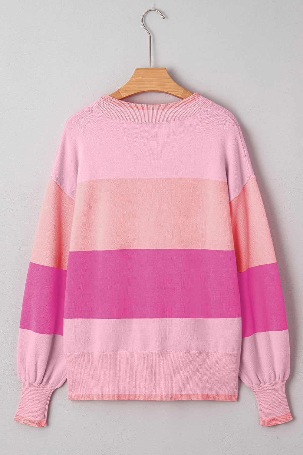 Pink Sequined HOLLY JOLLY Color Block Crew Neck Sweater
