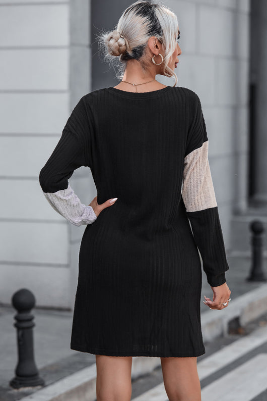 drop shoulder long sleeve dress Dark Gray Crew Neck Drop Shoulder Long Sleeve Dress *FINAL SALE*