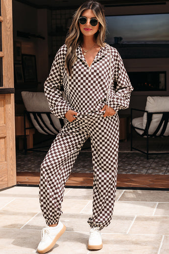 Athleisure Checkered 2pcs Pants Set
