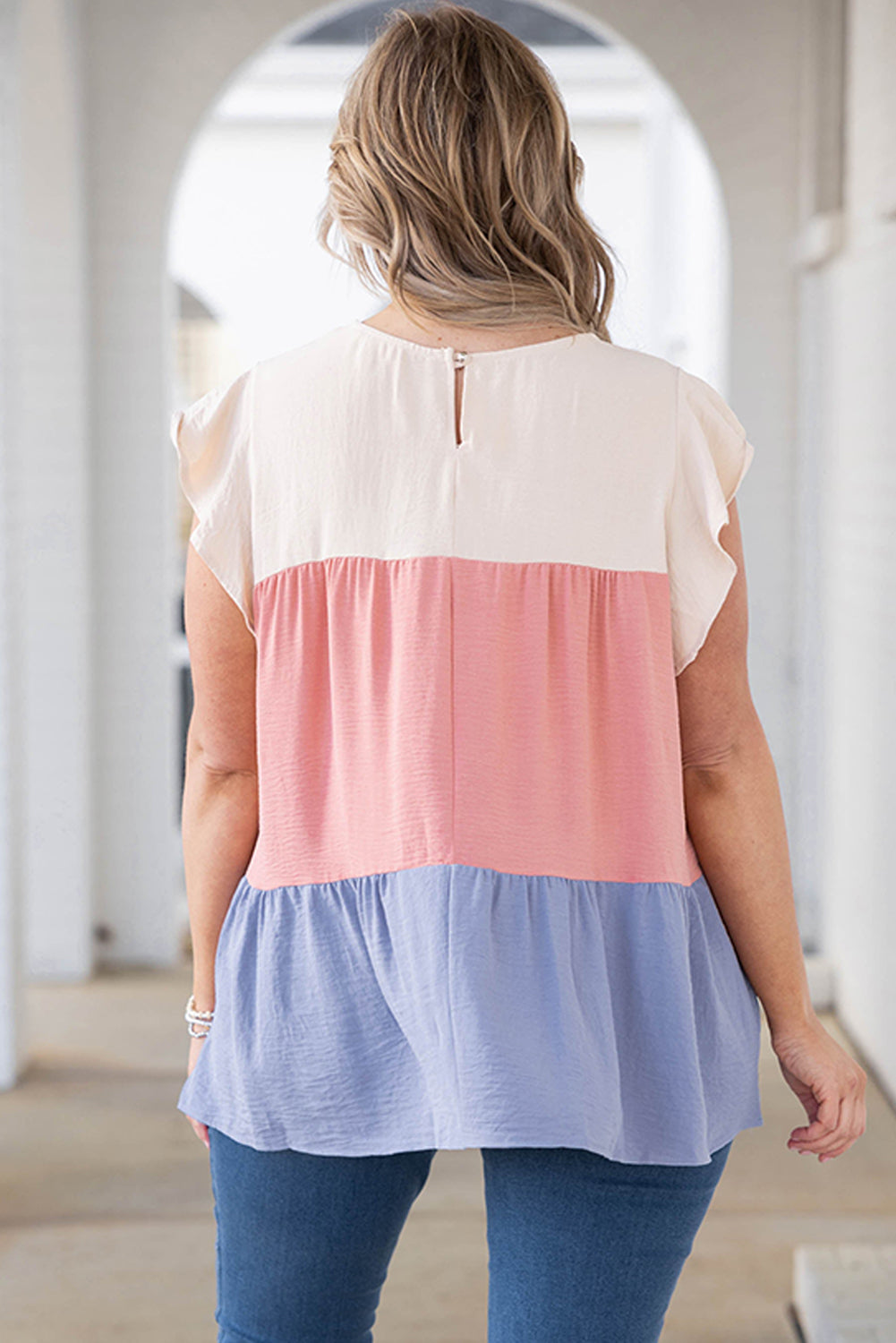 Colorblock Ruffle Flowy Top