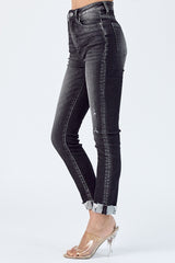 MID-RISE FLAP SLIM WIDE LEG JEANS