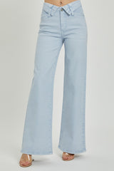 MID-RISE FLAP SLIM WIDE LEG JEANS