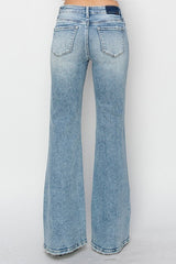 MID RISE DISTRESSED FLARE JEANS