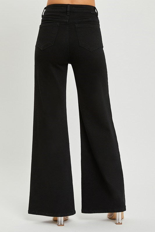 HIGH RISE TWISTED SEAM WIDE JEANS