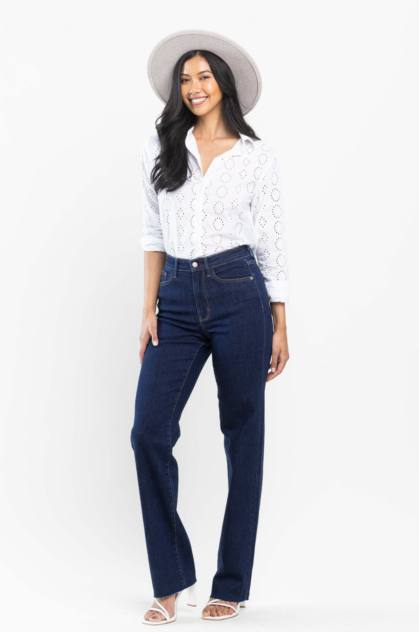 High Waist Vintage & Back Darts Detail Straight