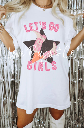 White Lets Go Girls Western Graphic Tee