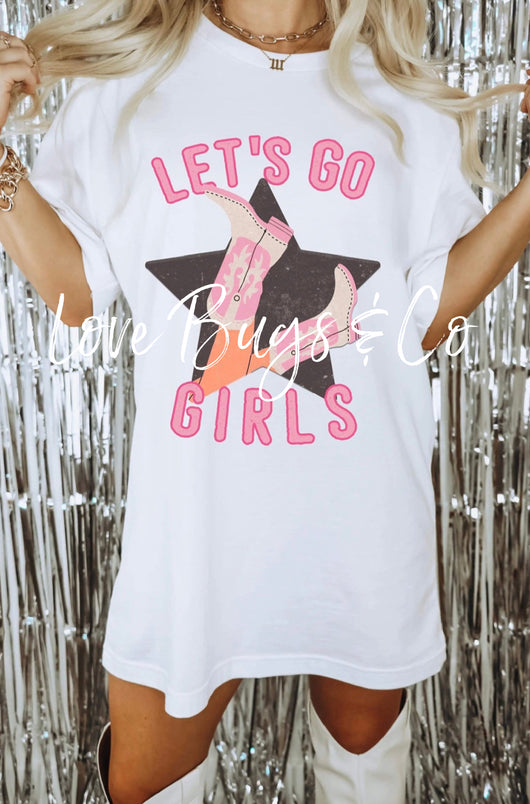 White Lets Go Girls Western Graphic Tee