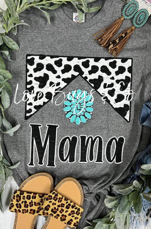 Gray Leopard Turquoise Bead Mama Graphic T-shirt