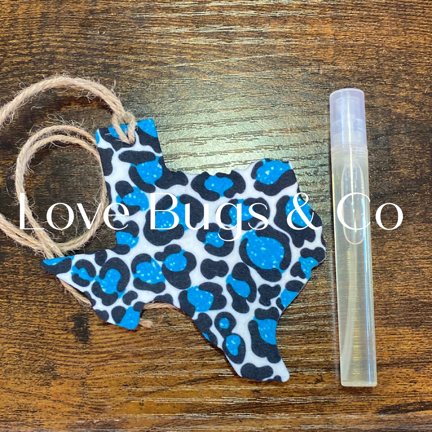 Turquoise Leopard Texas Car Freshie