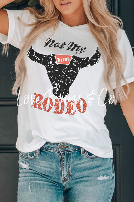 White Not My Rodeo Bull Graphic T Shirt