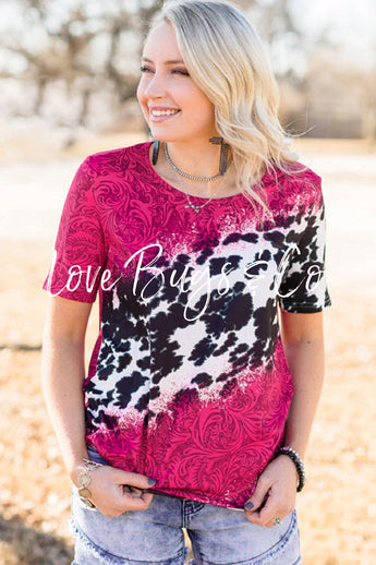 Rose Cow Paisley Mixed Prints T Shirt