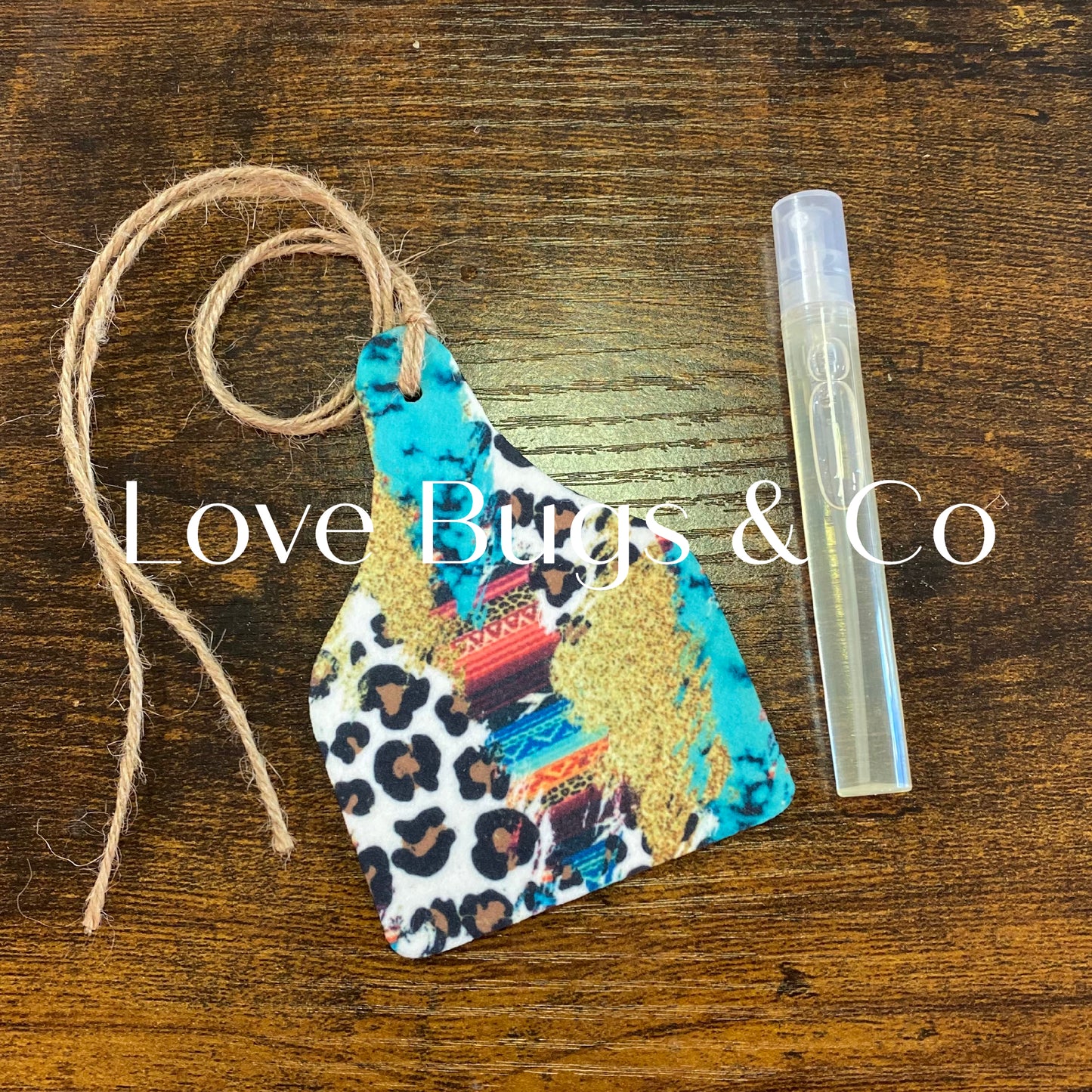 Leopard Collage Cow Tag Car Freshie