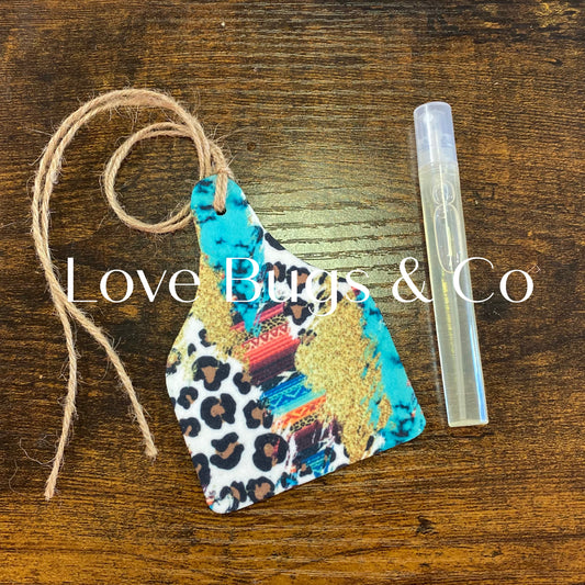 Leopard Collage Cow Tag Car Freshie