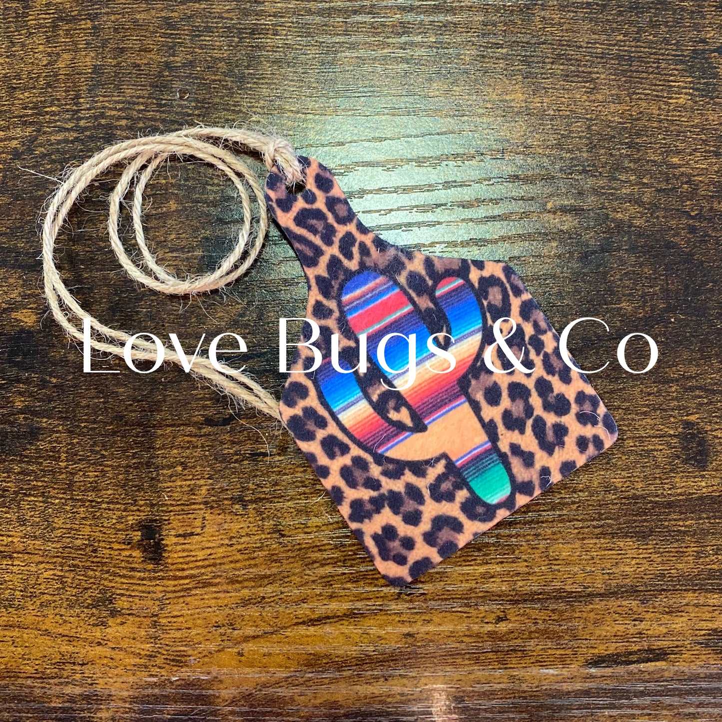 Leopard Cacti Cow Tag Car Freshie