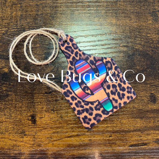 Leopard Cacti Cow Tag Car Freshie
